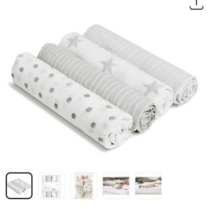 Aden and Anais Grey Muslin Swaddles